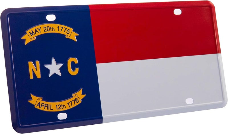 Pickwicks North Carolina State Flag License Plate – Embossed HD Aluminum – Tar Heel State Pride – Decorative Car Tag – 6”x12” Novelty Metal Sign (North Carolina (NC)) - Image 1